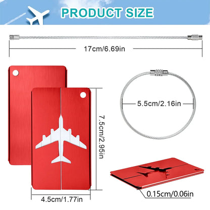 Aluminum Alloy Travel Luggage Tag Hanging Tag Suitcase Tag Plane With Name ID Cards Anti-lost Solid Color Travel Accessories - Smarsty