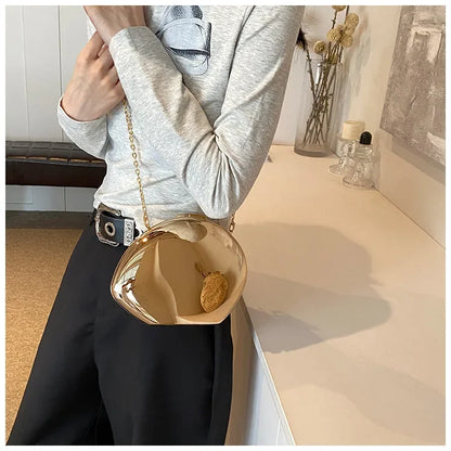 Designer Acrylic Shell Clutch Bag Metallic Evening Purse - Smarsty