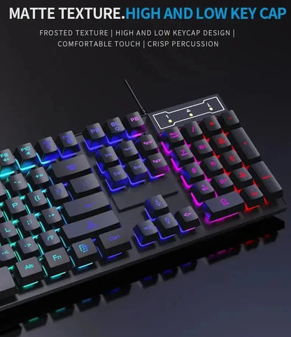 Backlit Mechanical Keyboard Gaming Set With Mouse Bundle