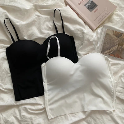 Seamless Camisole for Women Fitness Crop Tops Summer Thin Elegant Sexy All-match Casual One-piece Ice Silk Underwear Tanks Top - Smarsty