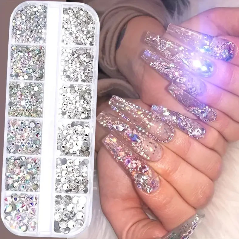 Boxed 3D Flat Back Nail Rhinestones Kit for DIY Manicure - Smarsty
