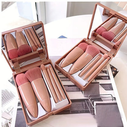 5Pcs Portable Makeup Brush Set With Mirror - Smarsty