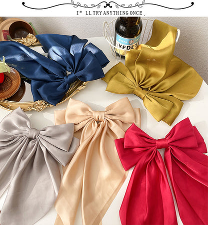Trendy Solid Color Satin Ribbon Hair Bows for Women - Smarsty