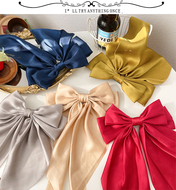 Trendy Solid Color Satin Ribbon Hair Bows for Women - Smarsty