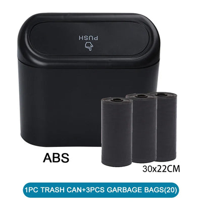 Car Trash Can (with Lid) Contains 60 (300) Garbage Bags, Small Car Trash Can, Leak-proof Mini Car Accessories - Smarsty
