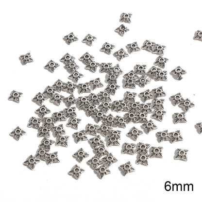 50pcs Tibetan Silver Leaf Flower Bead Caps for Jewelry Making - Smarsty