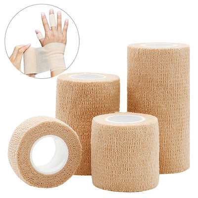 10 Rolls Medical Adhesive Bandage Elastic Breathable Sports Self Adhesive Tape Beige Wrap Finger Tape For Wrist Ankle First Aid - Smarsty