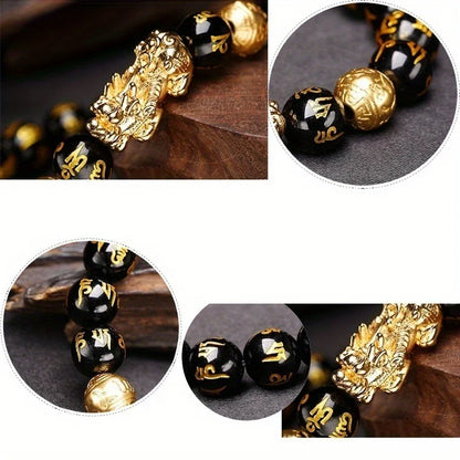 Obsidian Stone Beads Bracelet for Luck and Wealth - Smarsty