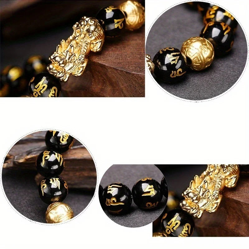 Obsidian Stone Beads Bracelet for Luck and Wealth - Smarsty