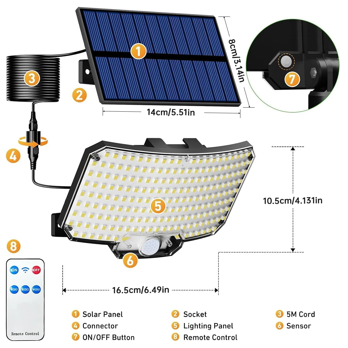Solar Lights Outdoor 234LED Motion Sensor Security Flood Lights - Smarsty