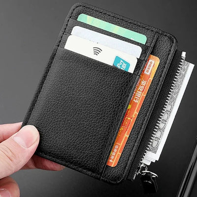 Mini Credit Card Wallet Id Card Holder Men's Small Wallet Thin Sleeve Zipper Short Coin Wallet - Smarsty