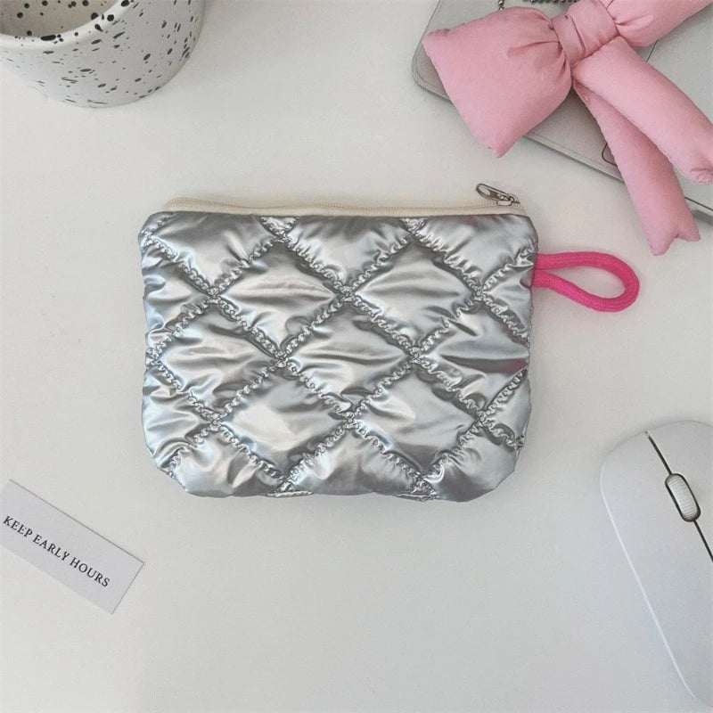 Silver Bow Pattern Coin Purse Women Wallet Zipper Pouch - Smarsty