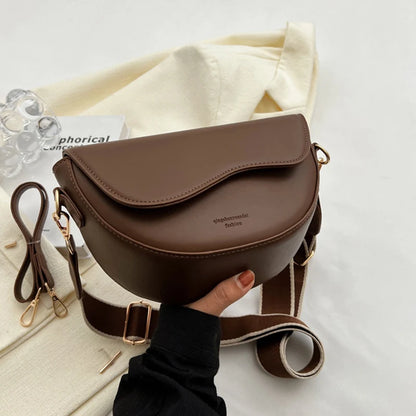 Women Vintage Saddle Bag With Wide Strap Crossbody - Smarsty