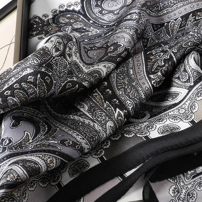 Bohemian Silk Square Scarf for Women Luxury Floral Print - Smarsty