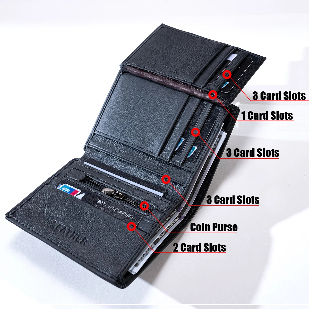 men's wallet Genuine Leather Wallets For Men Coin Purse Vintage Vertical Short  Credit Card Holder Money Bag Men's RFID wallet