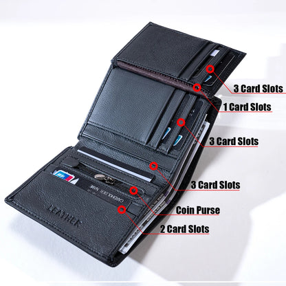 men's wallet Genuine Leather Wallets For Men Coin Purse Vintage Vertical Short  Credit Card Holder Money Bag Men's RFID wallet - Smarsty