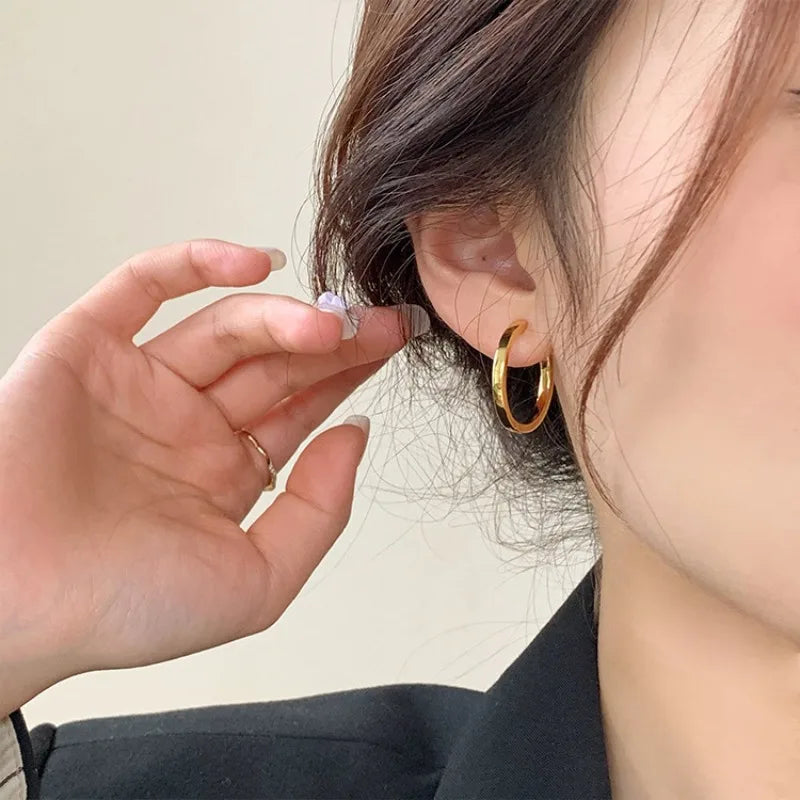 Shiny Delicate Big Round Hoop Earrings For Women Party - Smarsty