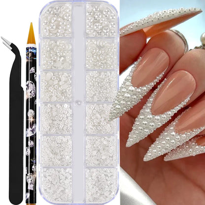 Half Round Pearl Beads for Stunning Nail Art - Smarsty