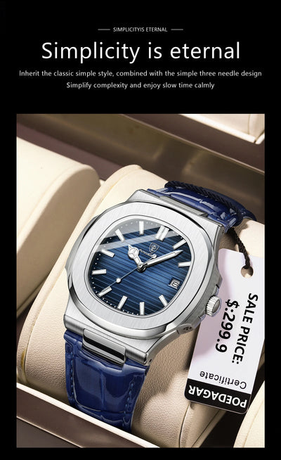Luxury Waterproof Square Men's Quartz Watch with Luminous Dial - Smarsty
