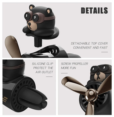 Odorless Car Air Freshener Vent Clip Bear Pilot Decor - Smarsty