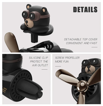Odorless Car Air Freshener Vent Clip Bear Pilot Decor - Smarsty