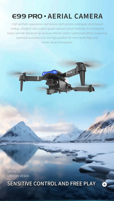 E99 PRO Drone with Flash Professional HD Dual Camera WIFI Obstacle Avoidance RC Helicopters Aerial Photography Quadcopter - Smarsty