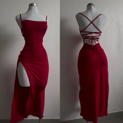 2024 explosive new dress summer high sensibility halter strap Spice Girl bag hip dress - Smarsty
