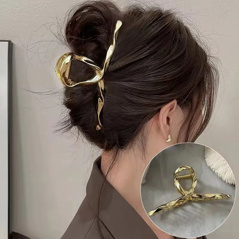 Korean Geometric Metal Hair Clip Durable Alloy Claw - Smarsty