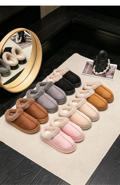 Women's Winter Slippers Non-Slip Indoor House Shoes, Plush Fleece Lined Warm Cotton Slippers with Soft Sole for Home Comfort - Smarsty