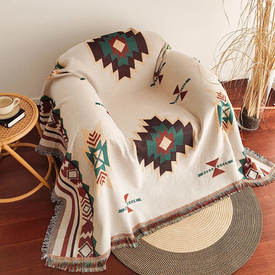 Oversized Aztec Blanket With Fringe For Cozy Comfort - Smarsty