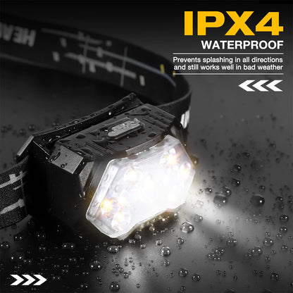 9 Led Strong Light Headlamp USB Rechageable Motion Sensor Headlight Portable Fishing Camping Outdoor Head Lamp Work Flashlight by Smarsty