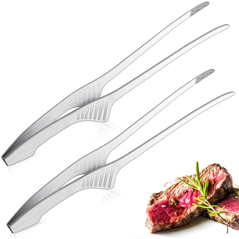 Non Slip Stainless Steel BBQ Tongs for Easy Serving - Smarsty