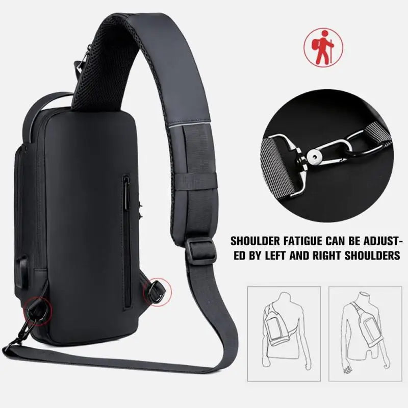 Anti Theft Chest Bag With USB Charging Crossbody For Men - Smarsty