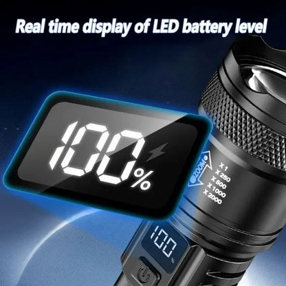 Rechargeable LED Flashlight Zoomable Torch with COB Side Led 7 Modes Waterproof High Power Hand Light Outdoor Wilderness Camping