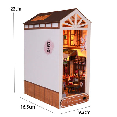 DIY Book Nook Shelf Insert Kit 3D Wooden Puzzle Doll House Assembly Building Model Bookends With Furniture LED Light Xmas Gifts by Smarsty