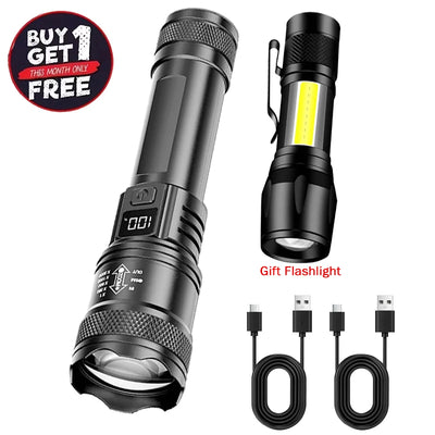 Mini LED Flashlight COB+XPE Portable Torch USB Charging Camping Lantern Zoomable Focus Light Tactical Flashlight with Pen Clip - Smarsty