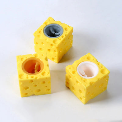 Stress-relieving Pet Cheese Mouse Cheese Pinch Fun Stress Ball Vent Squirrel Cup Prank Toy Fidget Toys - Smarsty