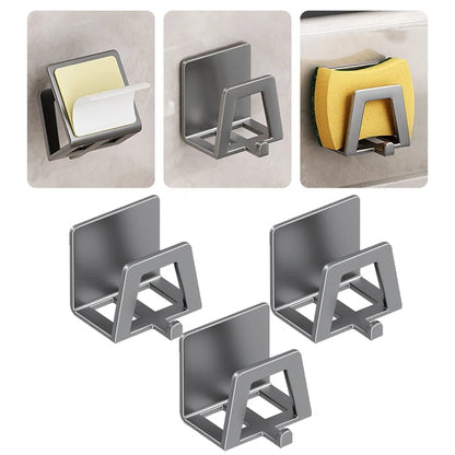 Kitchen Sponges Holder Carbon Steel Sink Sponges Drain Drying Rack Pot Cover Rack Self Adhesive Storage Holder Kitchen Organizer