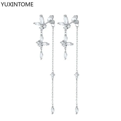 925 Sterling Silver Hoop Earrings White Crystal Luxury - Smarsty