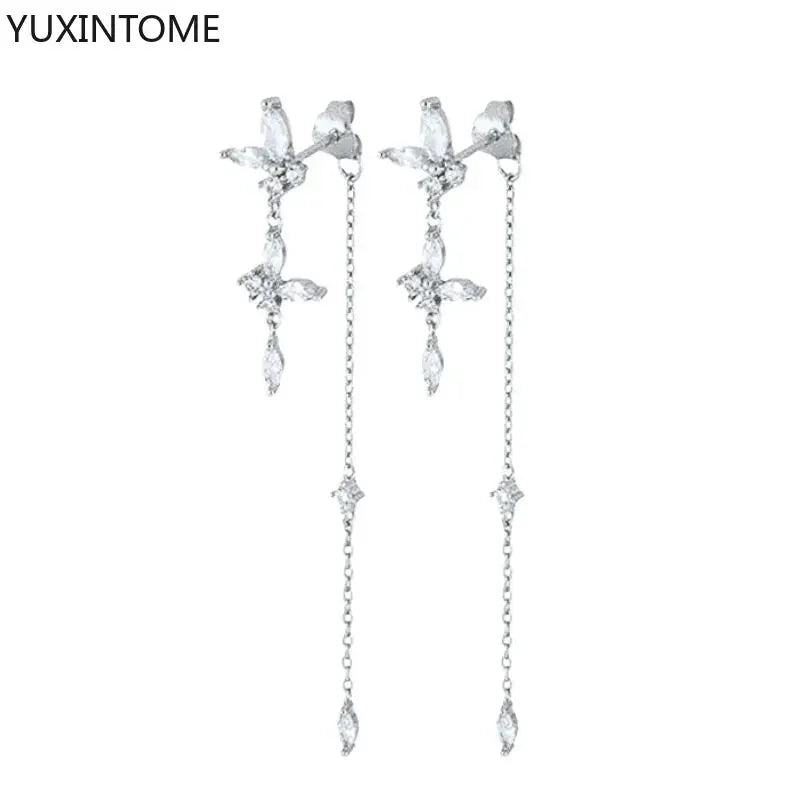 925 Sterling Silver Hoop Earrings White Crystal Luxury - Smarsty