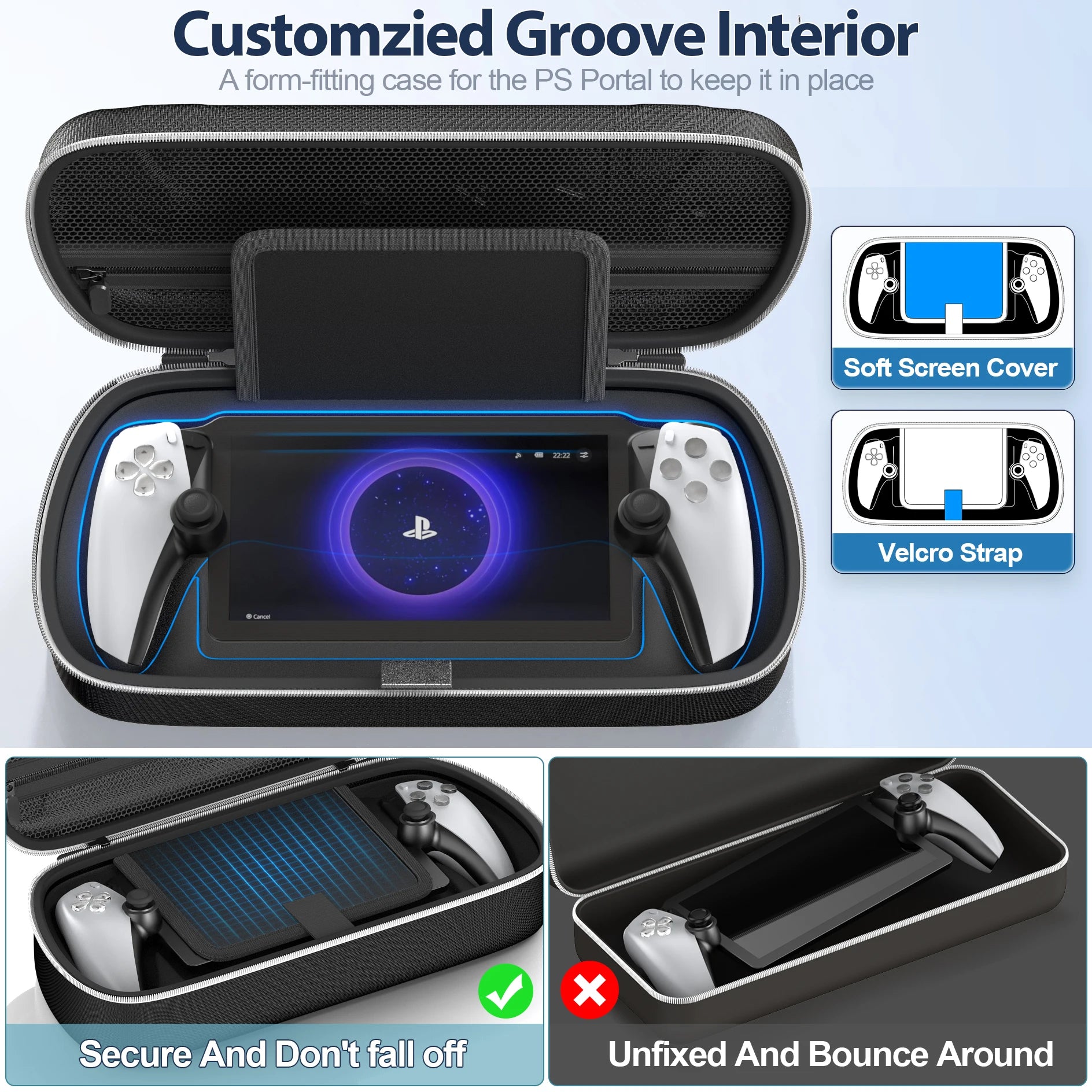 for PlayStation Portal Remote Player Hard Carrying Shell Case With Screen Protective Cover PS Portal Accessories Storage Bag - Smarsty