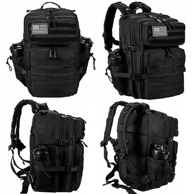 LHI 45L/35L/25L Tactical Backpack for Men and Women Waterproof Athlete Gym Outdoor Bag Travel Hiking Rucksack with Bottle Holder - Smarsty