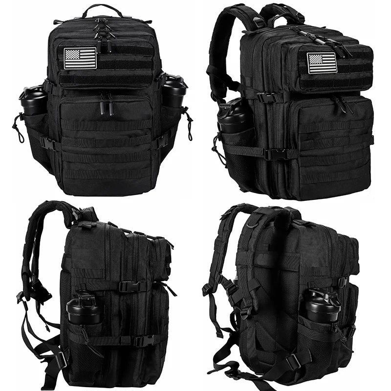LHI 45L/35L/25L Tactical Backpack for Men and Women Waterproof Athlete Gym Outdoor Bag Travel Hiking Rucksack with Bottle Holder - Smarsty