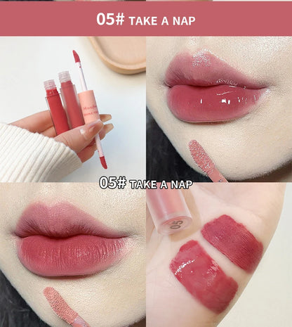Double Ended Matte Lip Gloss Moisturizing Velvet Texture - Smarsty