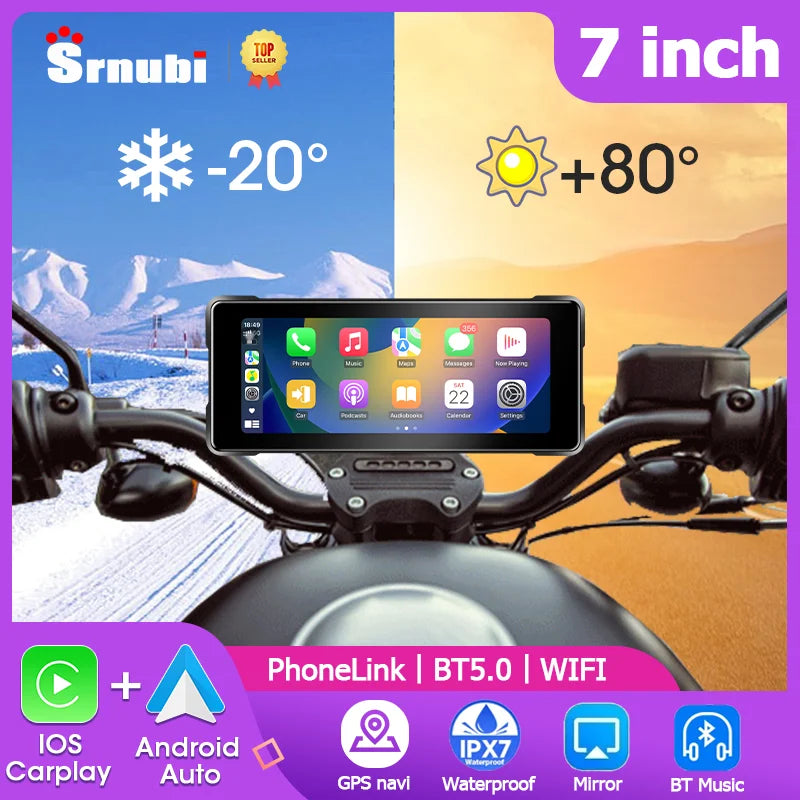 7 Inch Motorcycle GPS Navigation With Wireless CarPlay IP67 - Smarsty