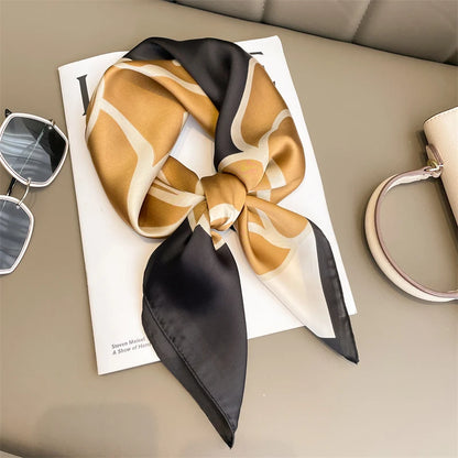 Luxury Silk Satin Headscarf for Women with Plaid Print - Smarsty