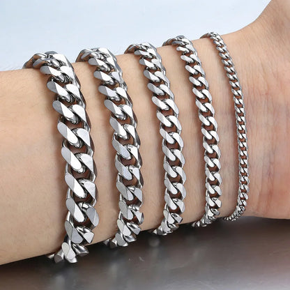 Trendy Stainless Steel Cuban Chain Bracelet for Men - Smarsty