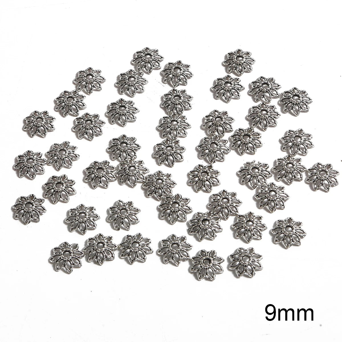 50pcs Tibetan Silver Leaf Flower Bead Caps for Jewelry Making - Smarsty