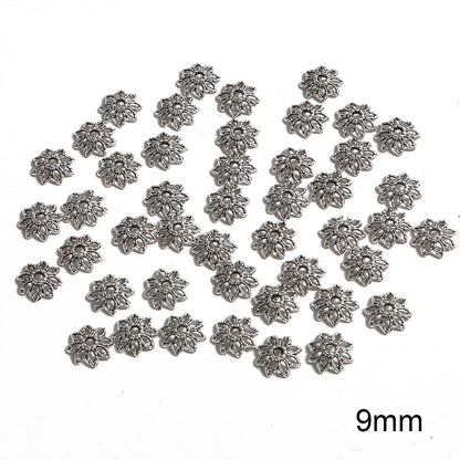50pcs Tibetan Silver Leaf Flower Bead Caps for Jewelry Making - Smarsty