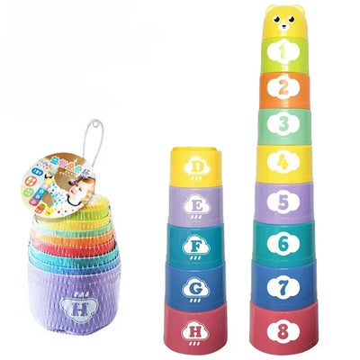Stacking Game Cup Children Board Game Hand Speed Competition Fold Cup with Numbers Letters Shapes Early Education Puzzle Toy - Smarsty